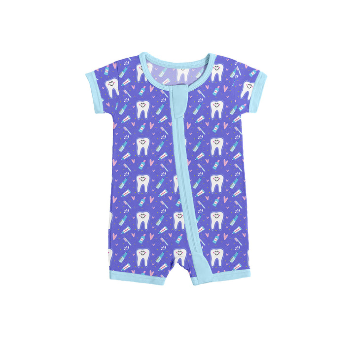 Brushing Teeth Shorty Zippered Romper