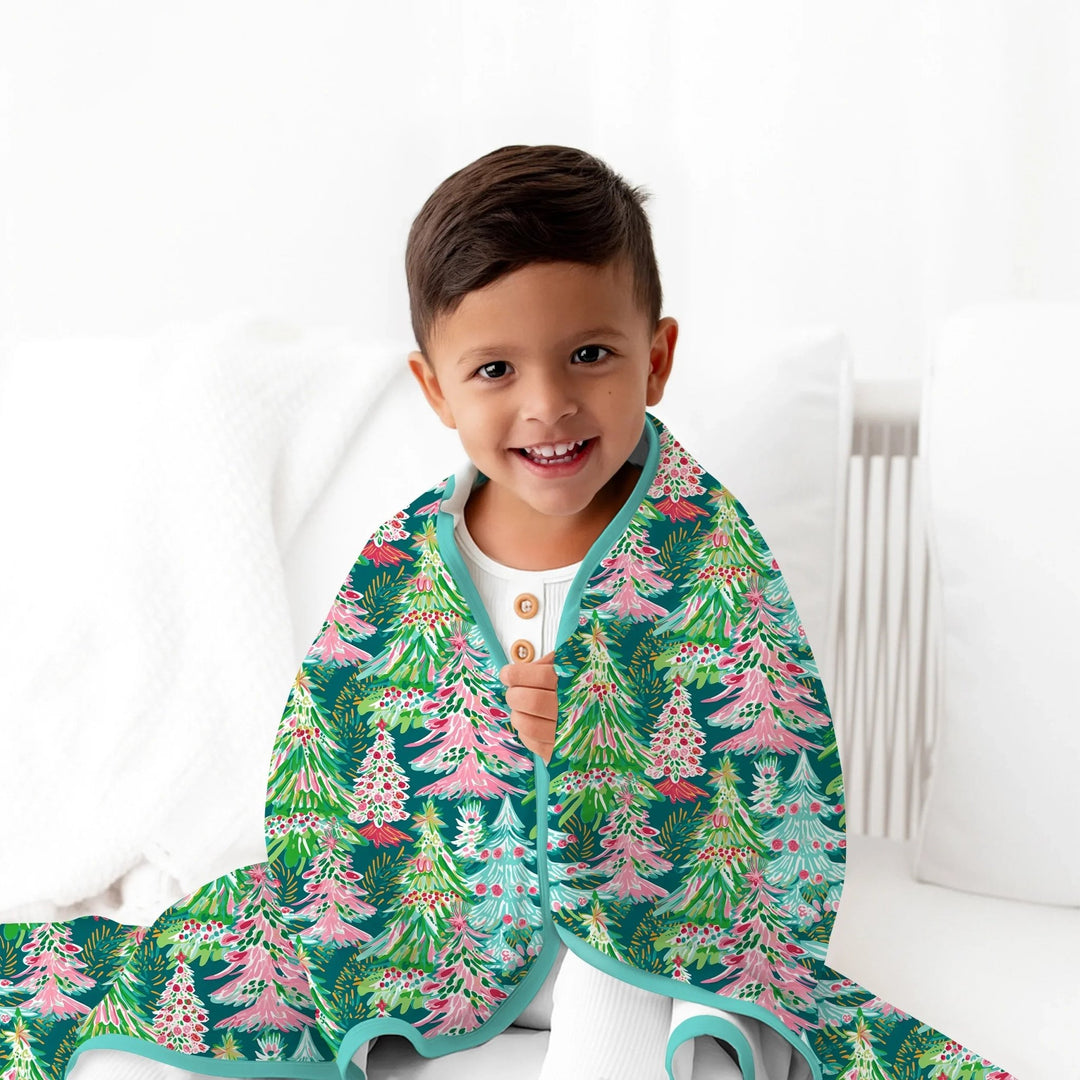 Brushstroke Merry Trees Toddler Blanket - Zumbamboo