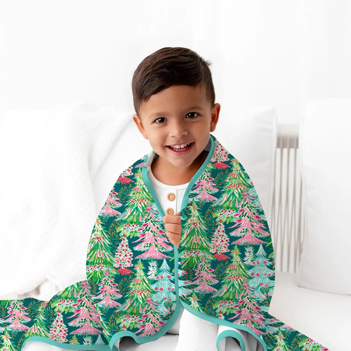 Brushstroke Merry Trees Toddler Blanket - Zumbamboo