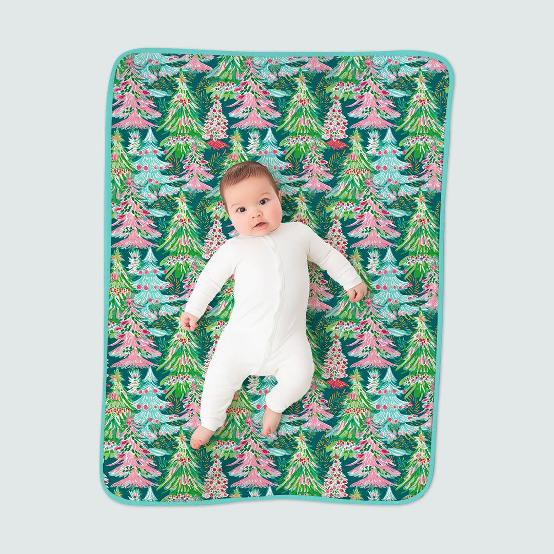 Brushstroke Merry Trees Toddler Blanket - Zumbamboo