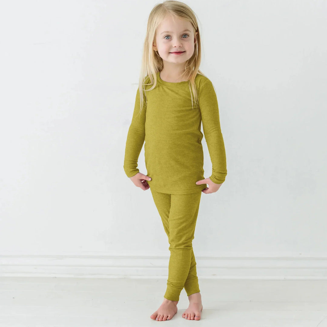 Buttercup Ribbed Two Piece Long Sleeve Pajama Set - Zumbamboo