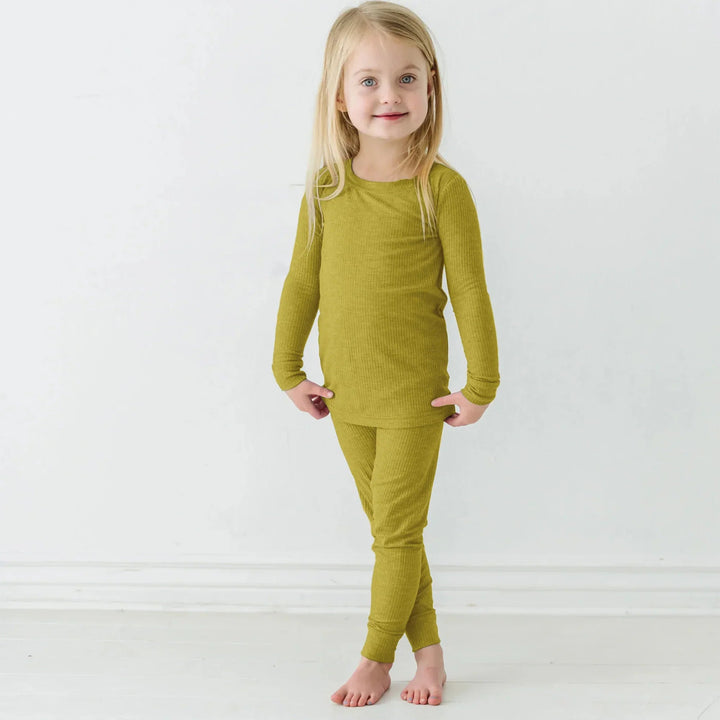 Buttercup Ribbed Two Piece Long Sleeve Pajama Set - Zumbamboo