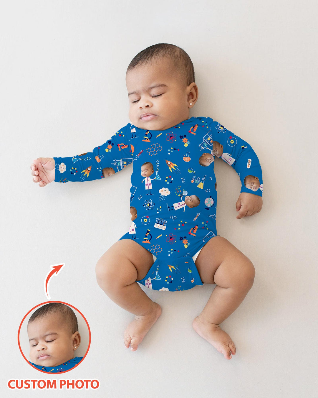 Gerippte Babykleidung mit individuellem Foto - Weich &amp; Skizzenhaft