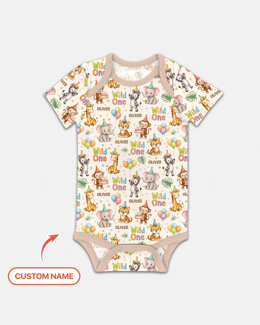 Custom Name 1st Birthday Wild One Bamboo Bodysuit