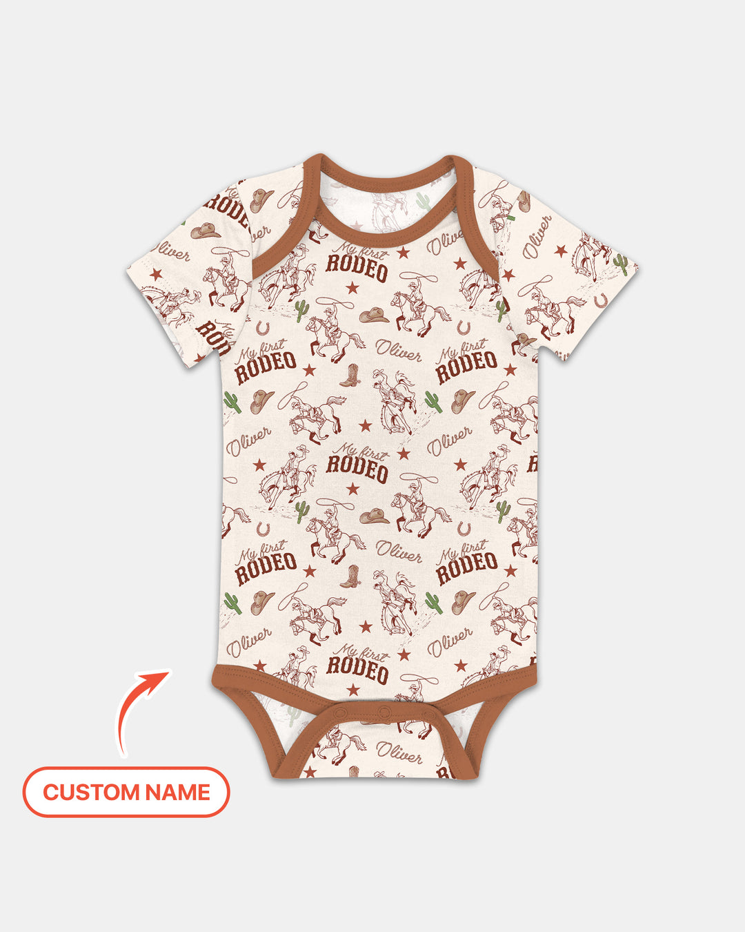 Custom Name First Rodeo Family Matching Bamboo Bodysuit