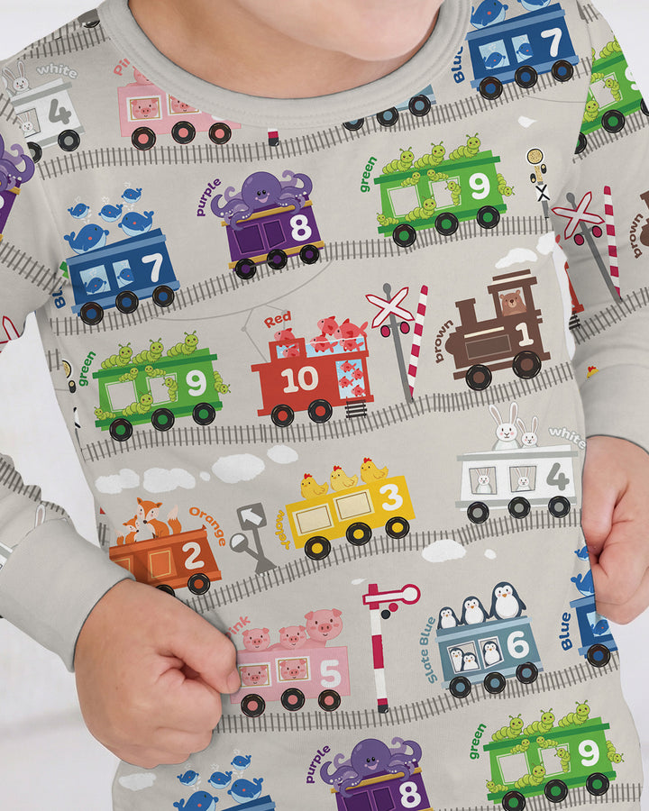 Color Train Bamboo Two Piece Long Sleeve Pajama Set