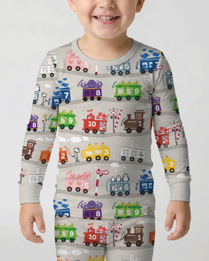 Color Train Bamboo Two Piece Long Sleeve Pajama Set