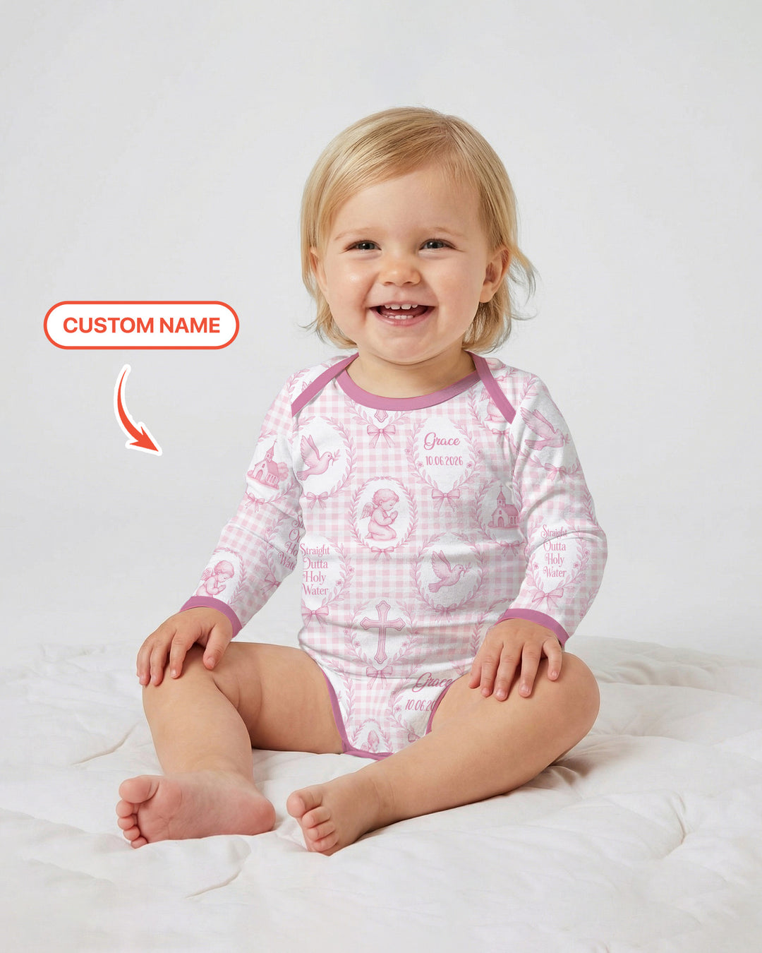 Custom Name Baptism Straight Outta Holy Water Bamboo Bodysuit