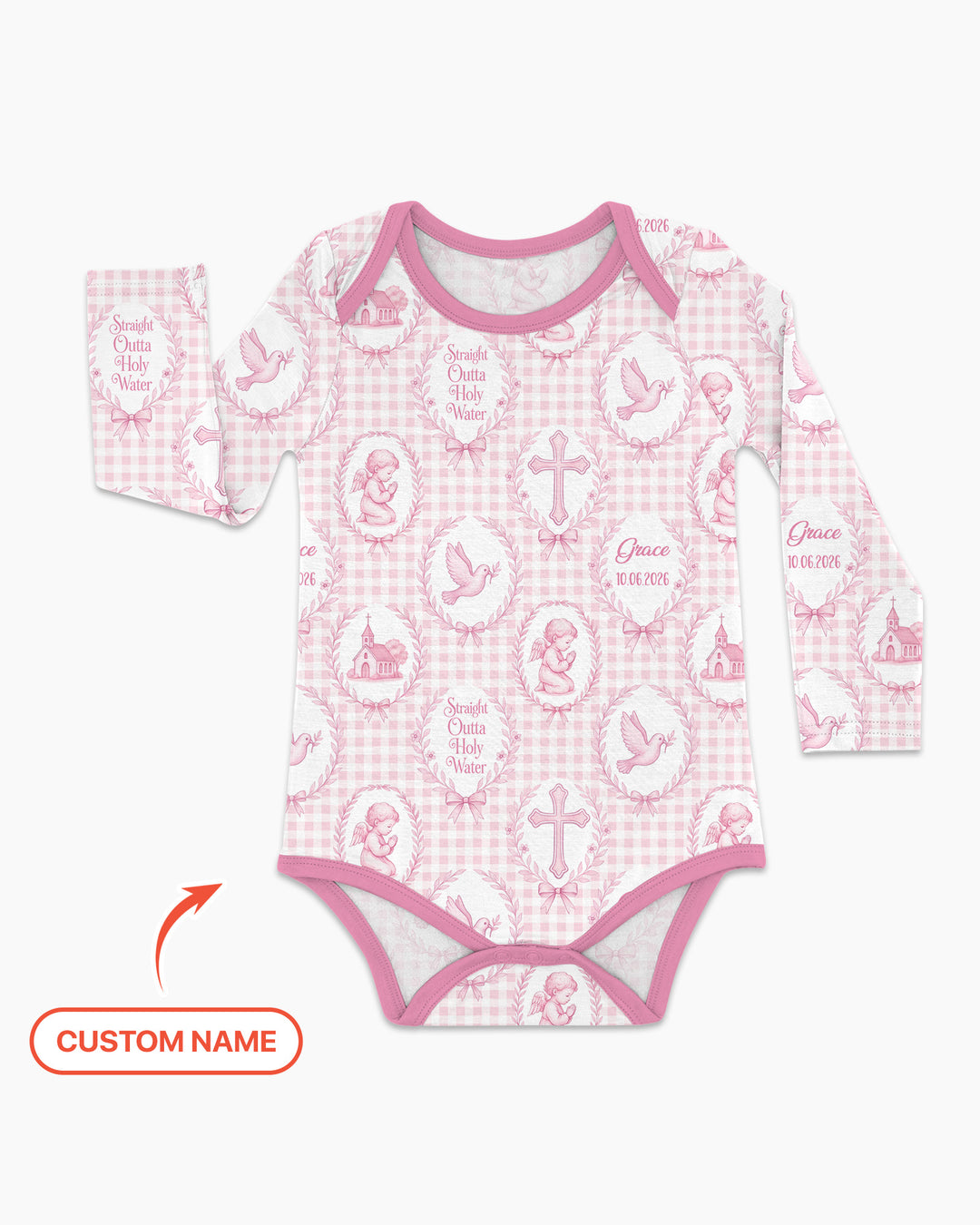 Custom Name Baptism Straight Outta Holy Water Bamboo Bodysuit