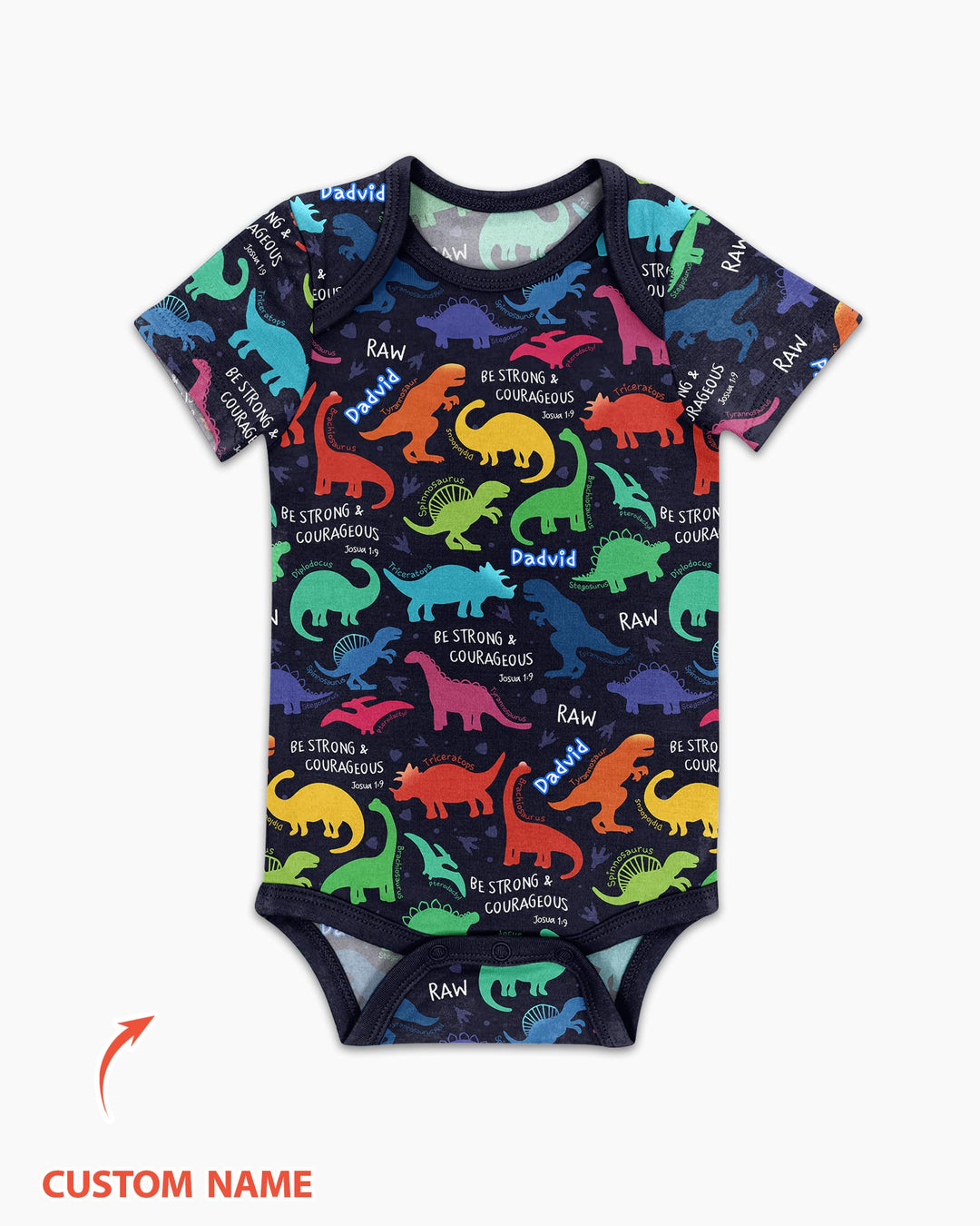 Be Strong and Courageous Dinosaur Christian Bamboo Bodysuit