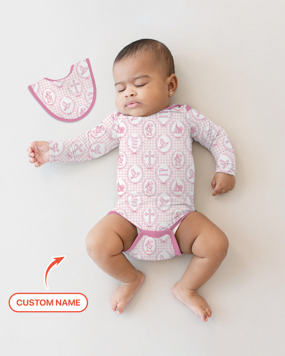 Custom Name Baptism Straight Outta Holy Water Bamboo Bodysuit
