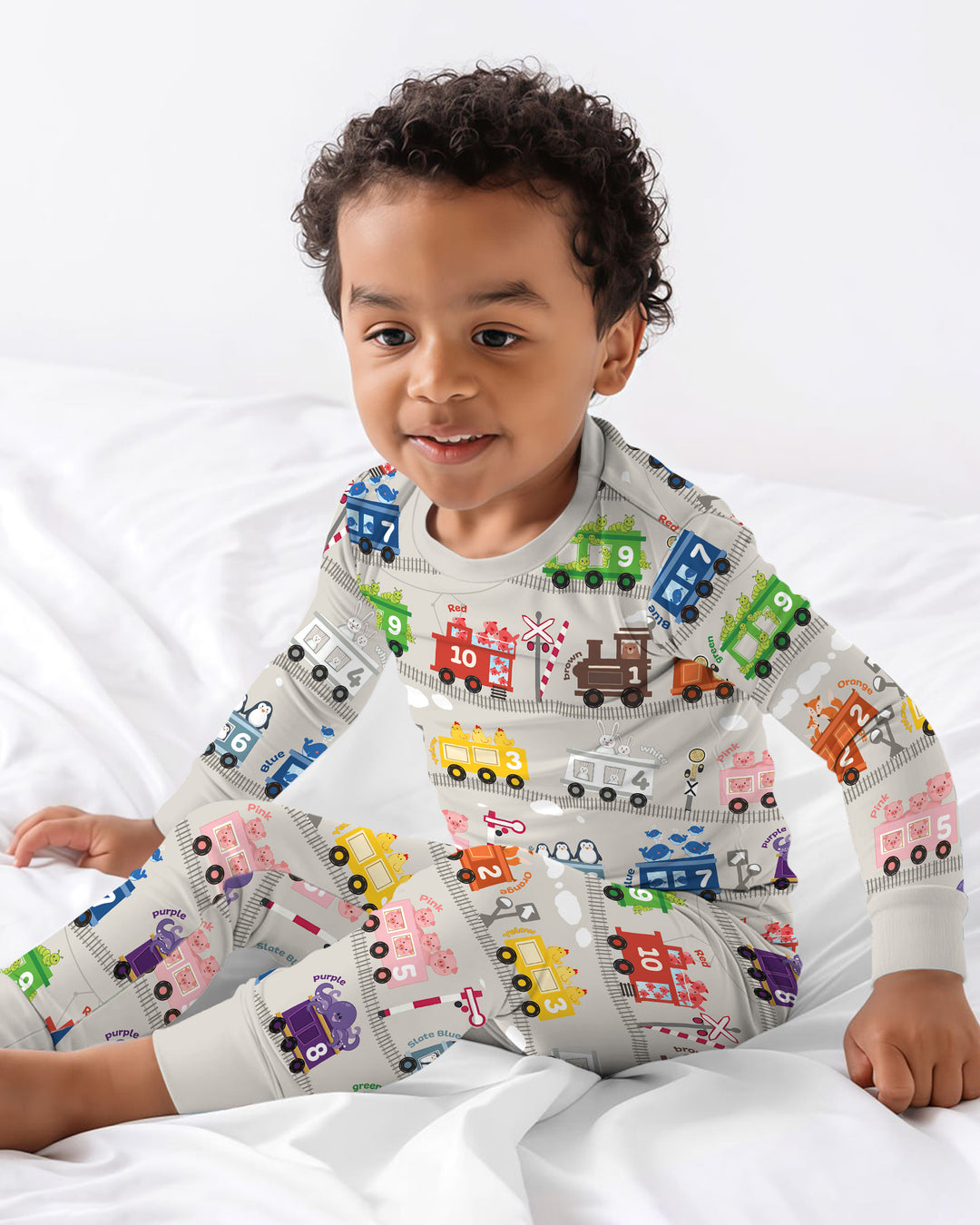Color Train Bamboo Two Piece Long Sleeve Pajama Set