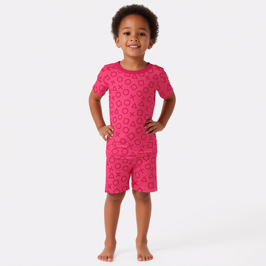 XOXO Shapes Two Piece Short Sleeve Shorts Pajama Set Girl Version