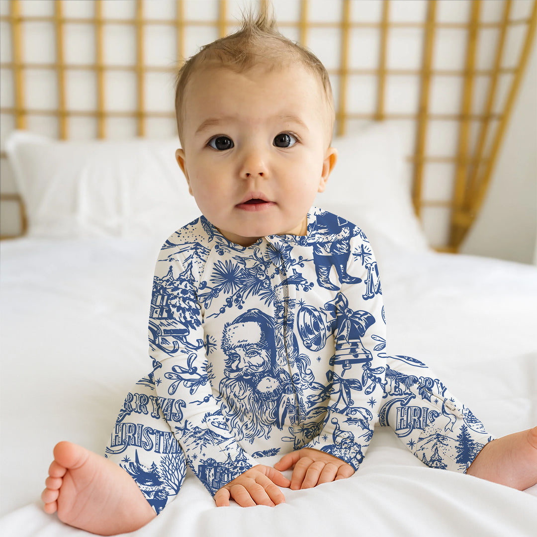 Family Christmas Chinoiserie Pajama Convertible Zippy