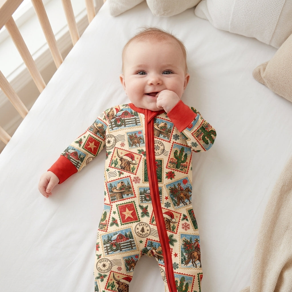Western Christmas Stamps Bamboo Convertible Zippy