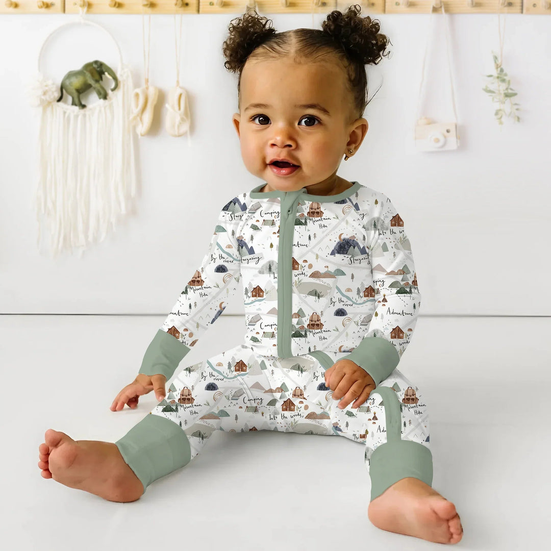 Camping Route Map Convertible Zippered Romper - Zumbamboo