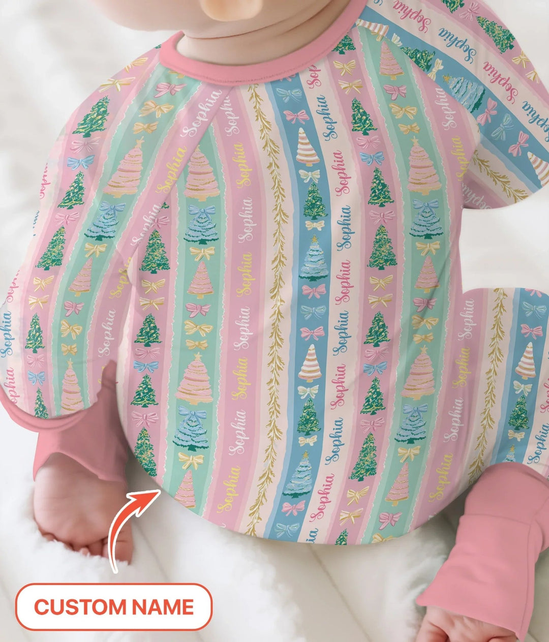 Candy Ribbon Christmas Custom Name Convertible Zippy - Zumbamboo