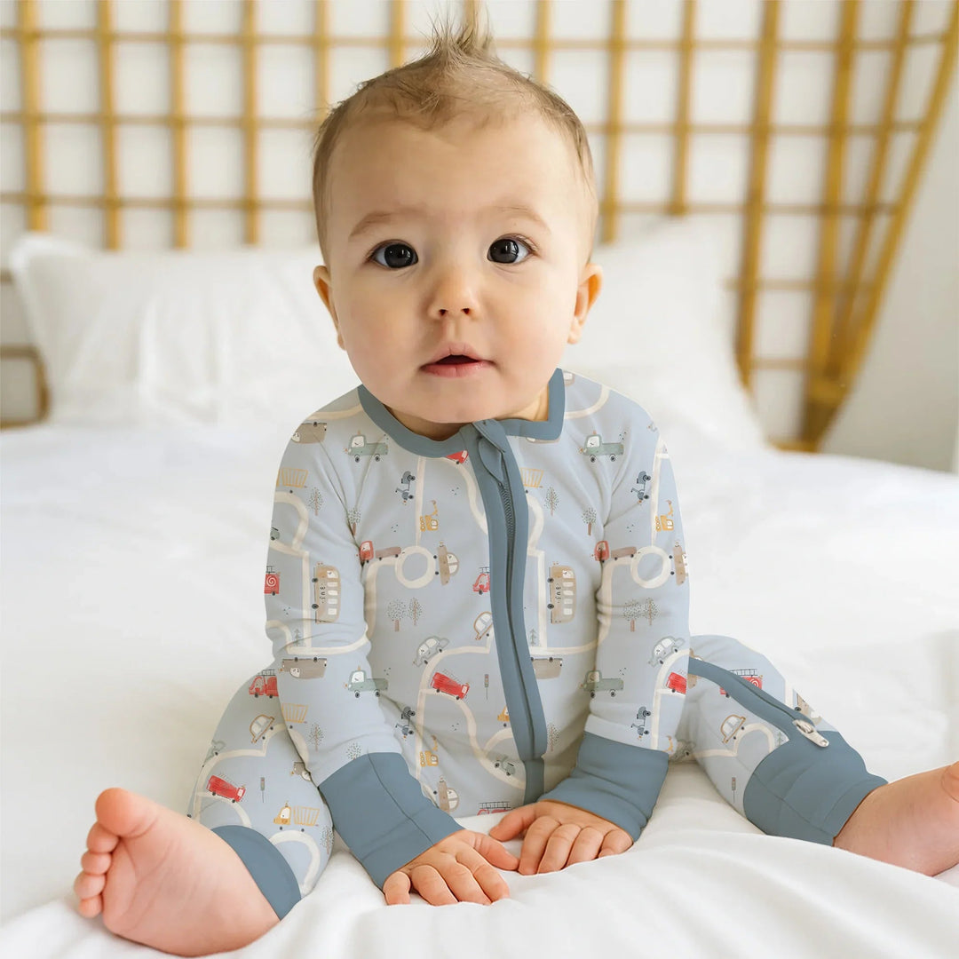 Car Route Map Convertible Zippered Romper - Zumbamboo