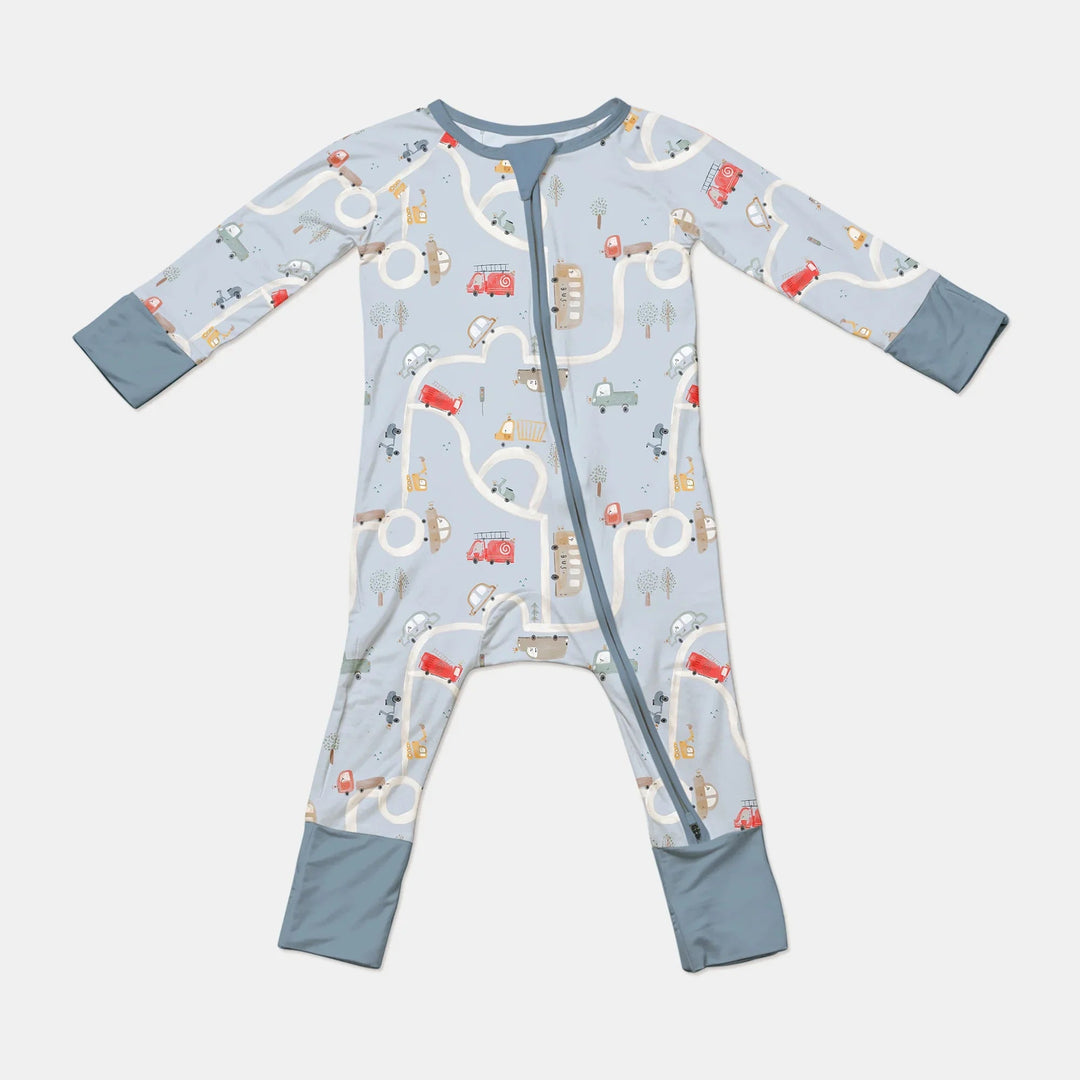 Car Route Map Convertible Zippered Romper - Zumbamboo