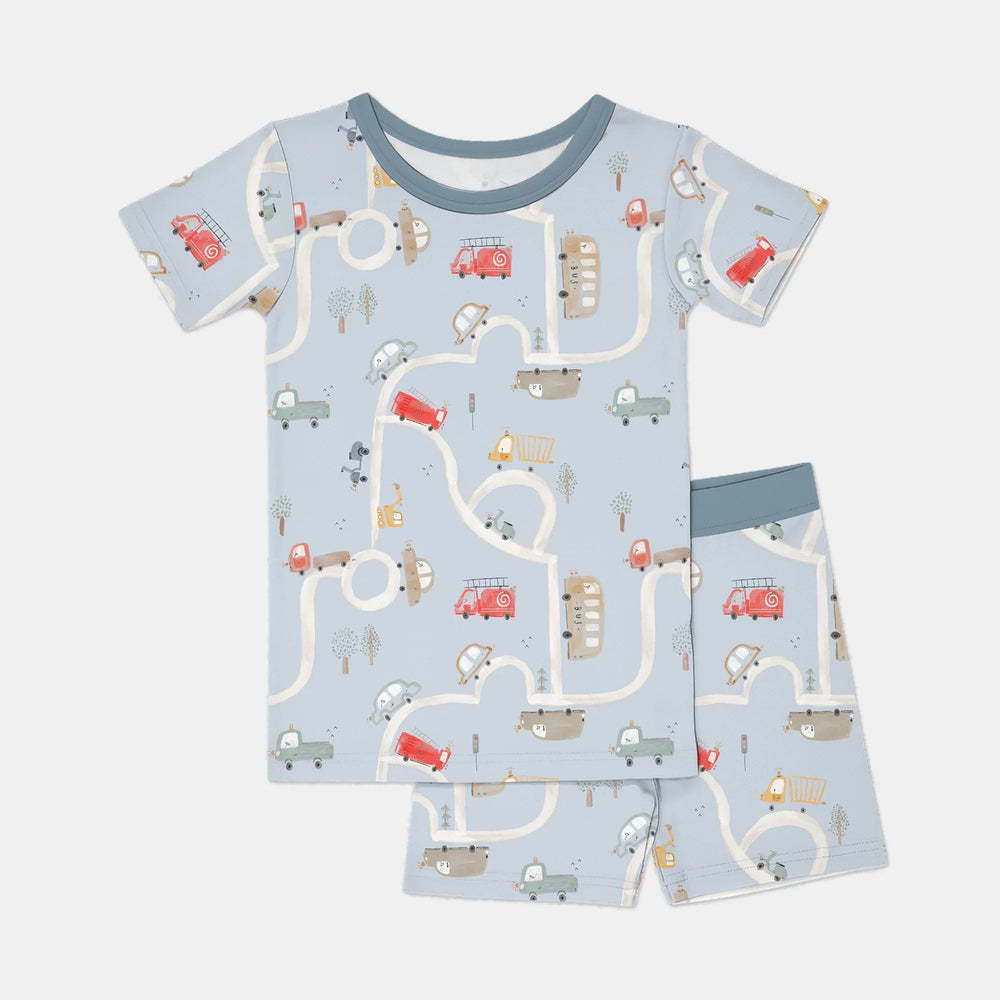 Car Route Map Two Piece Short Sleeve Shorts Pajama Set - Zumbamboo