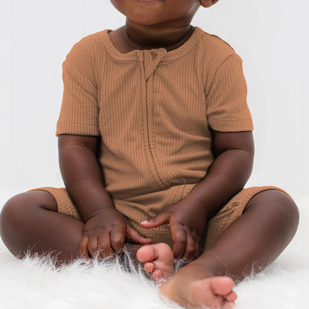 Caramel Ribbed Shorty Zippy - Zumbamboo