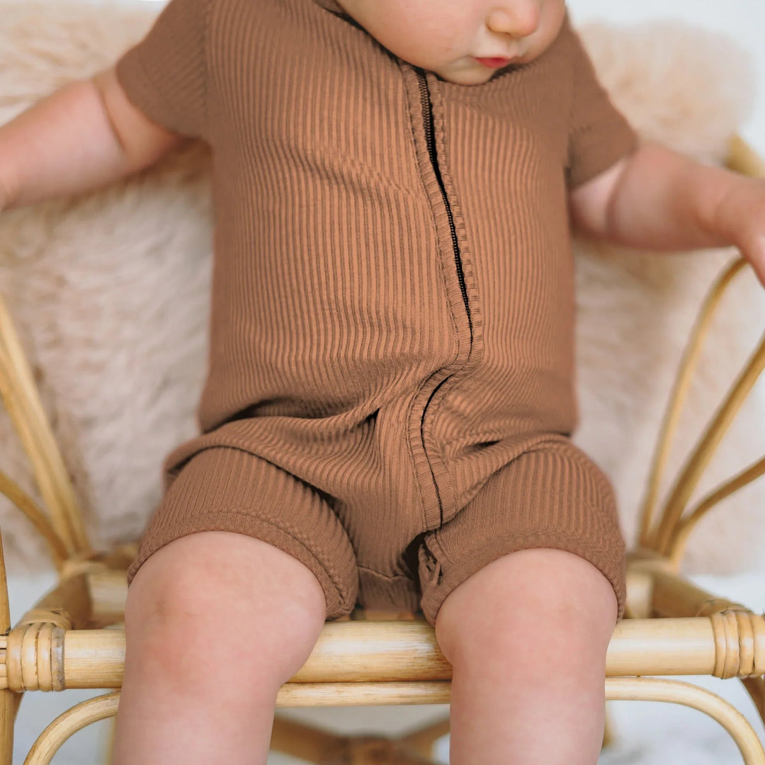 Caramel Ribbed Shorty Zippy - Zumbamboo