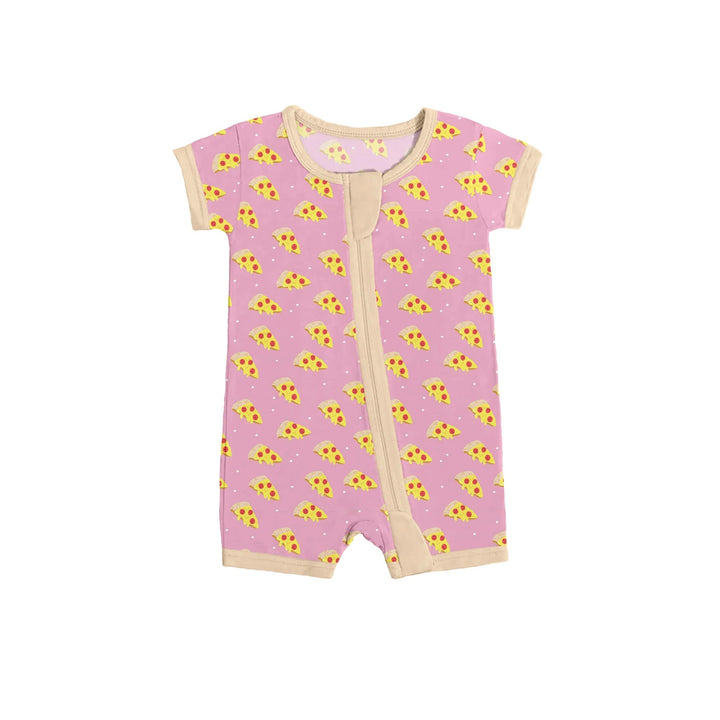 Cheese Pizza Slices Shorty Zippered Romper - Zumbamboo