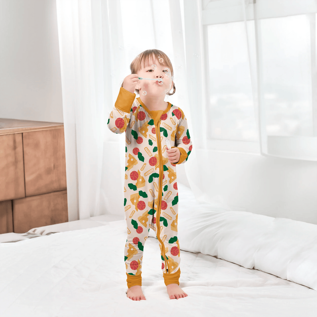 Cheese Slices Convertible Zippered Romper - Zumbamboo