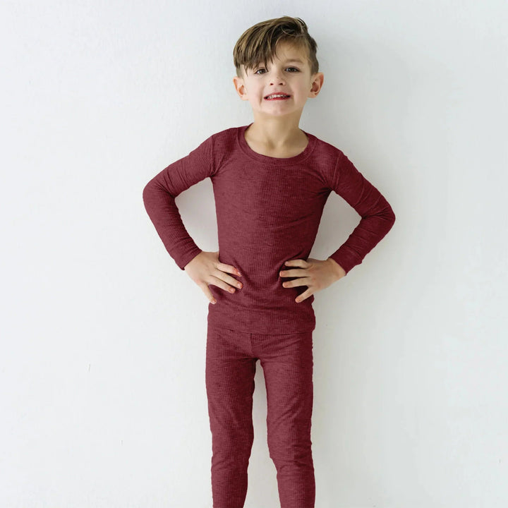 Cherrywood Ribbed Two Piece Long Sleeve Pajama Set - Zumbamboo