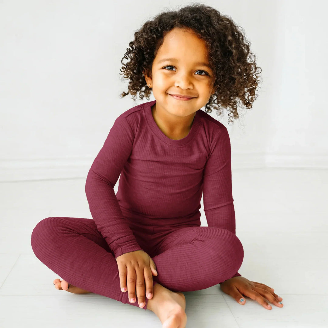 Cherrywood Ribbed Two Piece Long Sleeve Pajama Set - Zumbamboo