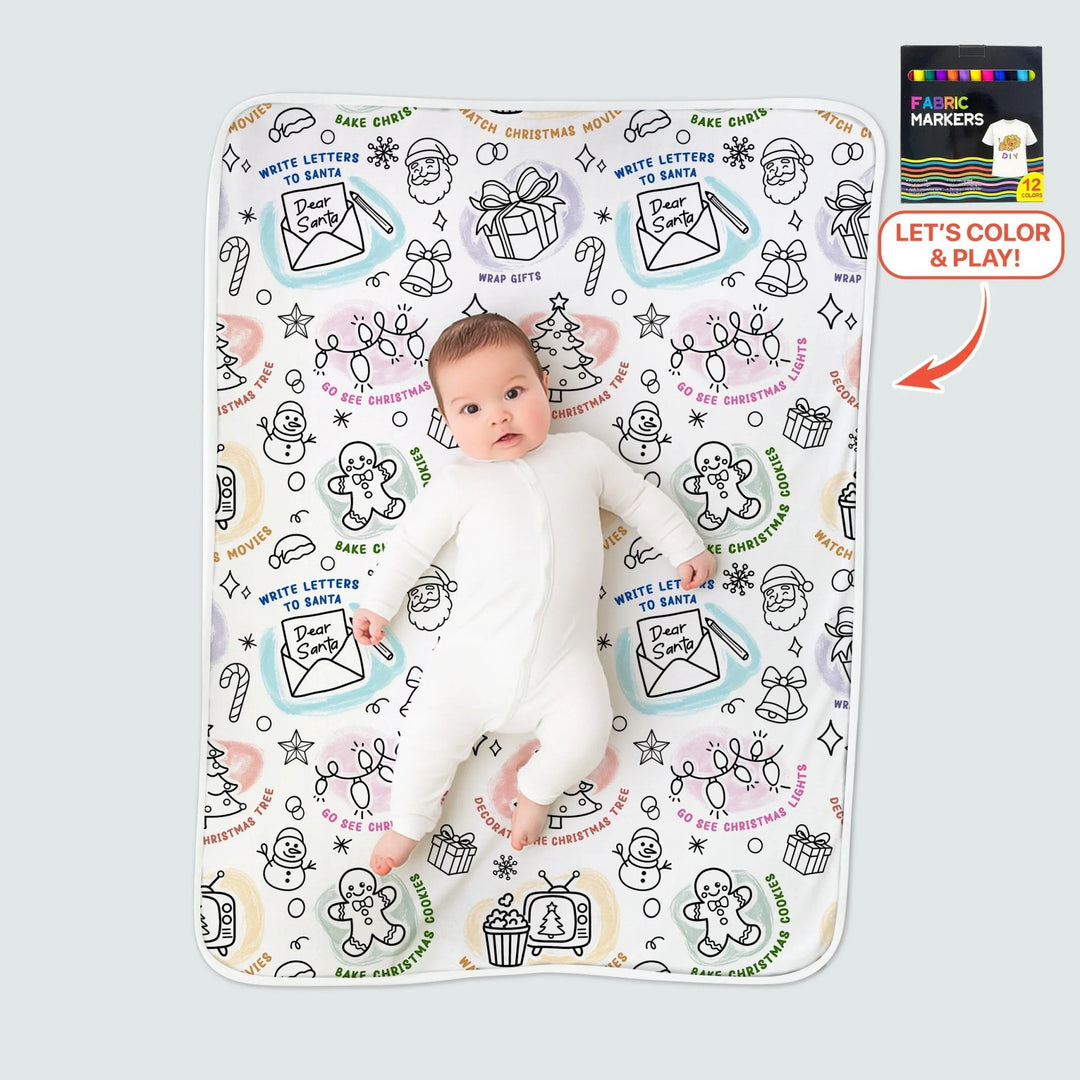 Christmas Activities Colorable Toddler Blanket - Zumbamboo
