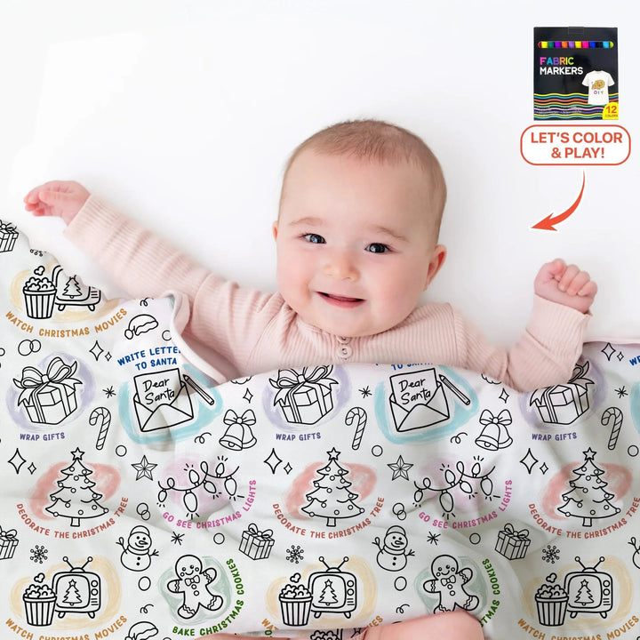 Christmas Activities Colorable Toddler Blanket - Zumbamboo