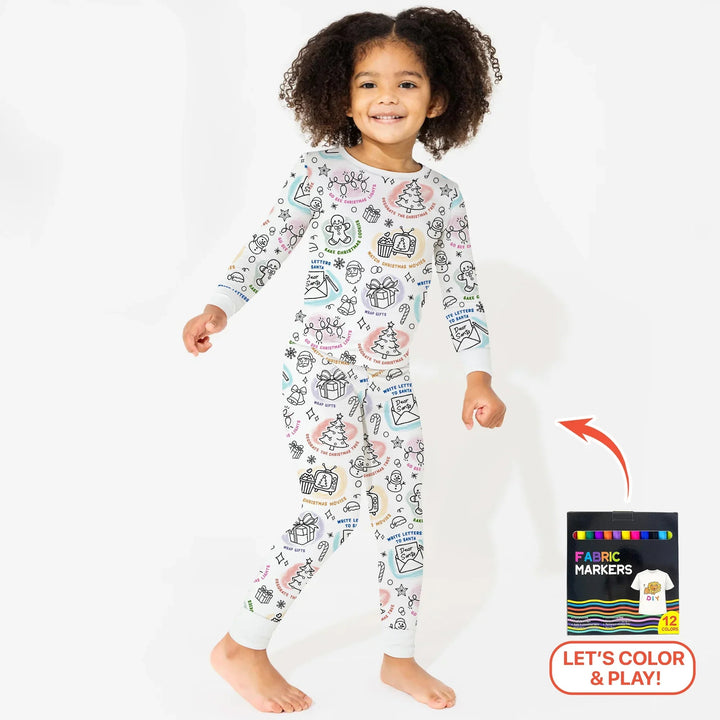 Christmas Activities Colorable Two Piece Long Sleeve Pajama Set - Zumbamboo