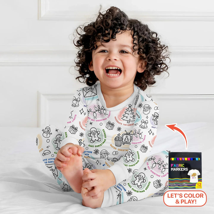 Christmas Activities Colorable Two Piece Long Sleeve Pajama Set - Zumbamboo