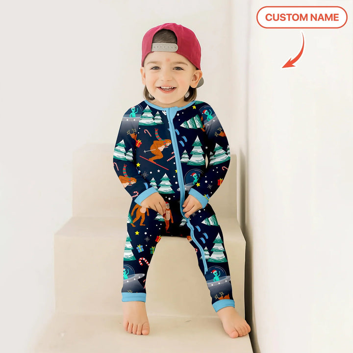 Christmas Bigfoot Custom Name Boy Convertible Zippy - Zumbamboo