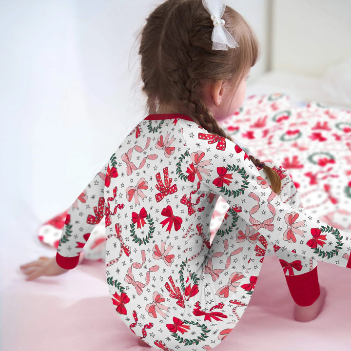 Christmas Bows Convertible Zippered Romper - Zumbamboo