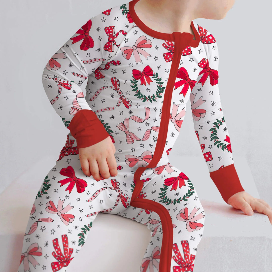 Christmas Bows Convertible Zippered Romper - Zumbamboo