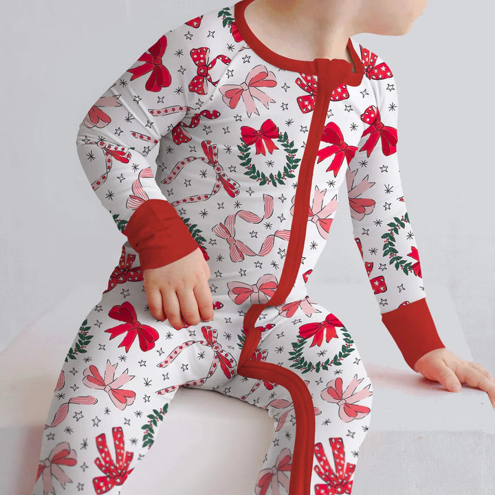Christmas Bows Convertible Zippered Romper - Zumbamboo
