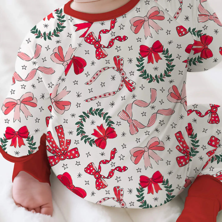 Christmas Bows Convertible Zippered Romper - Zumbamboo