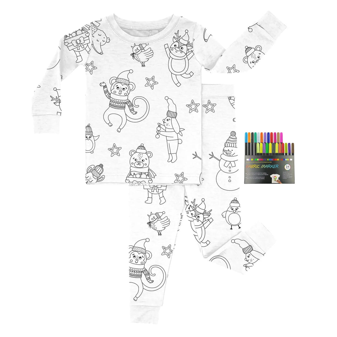 Christmas Colorable Two Piece Pajama Set - Zumbamboo