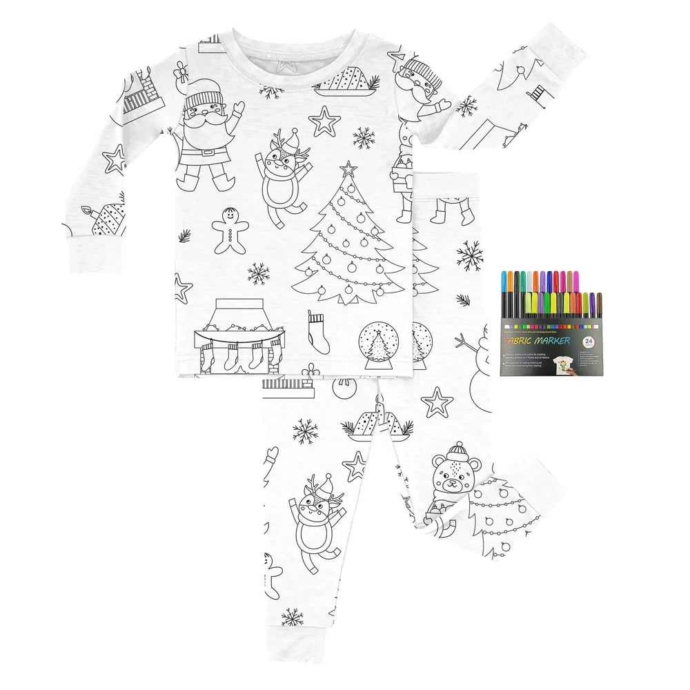 Christmas Colorable Two Piece Pajama Set - Zumbamboo
