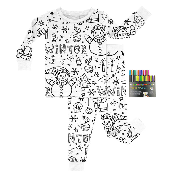 Christmas Colorable Two Piece Pajama Set - Zumbamboo