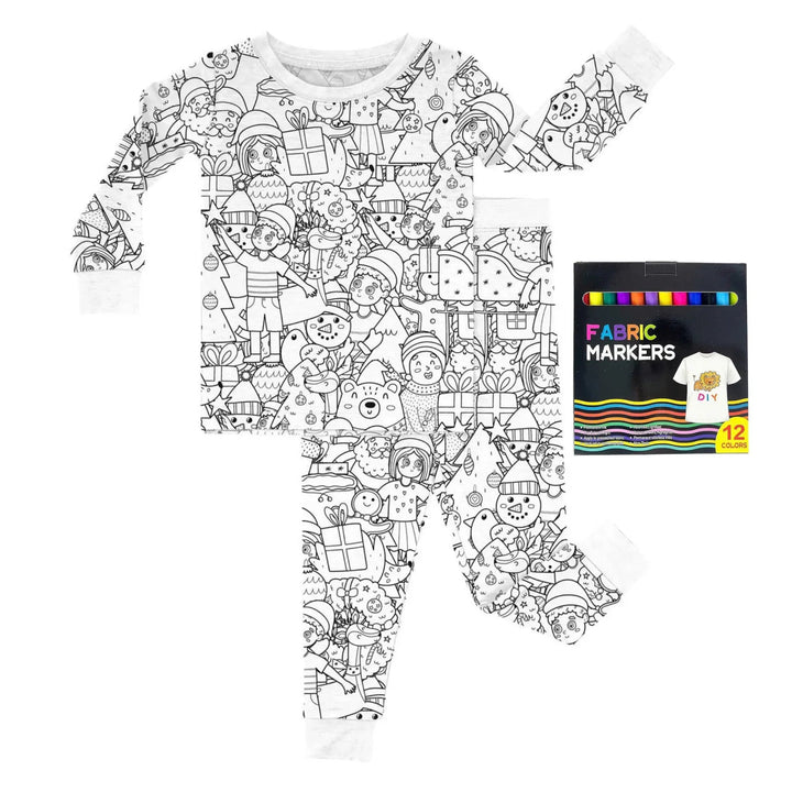 Christmas Colorable Two Piece Pajama Set - Zumbamboo