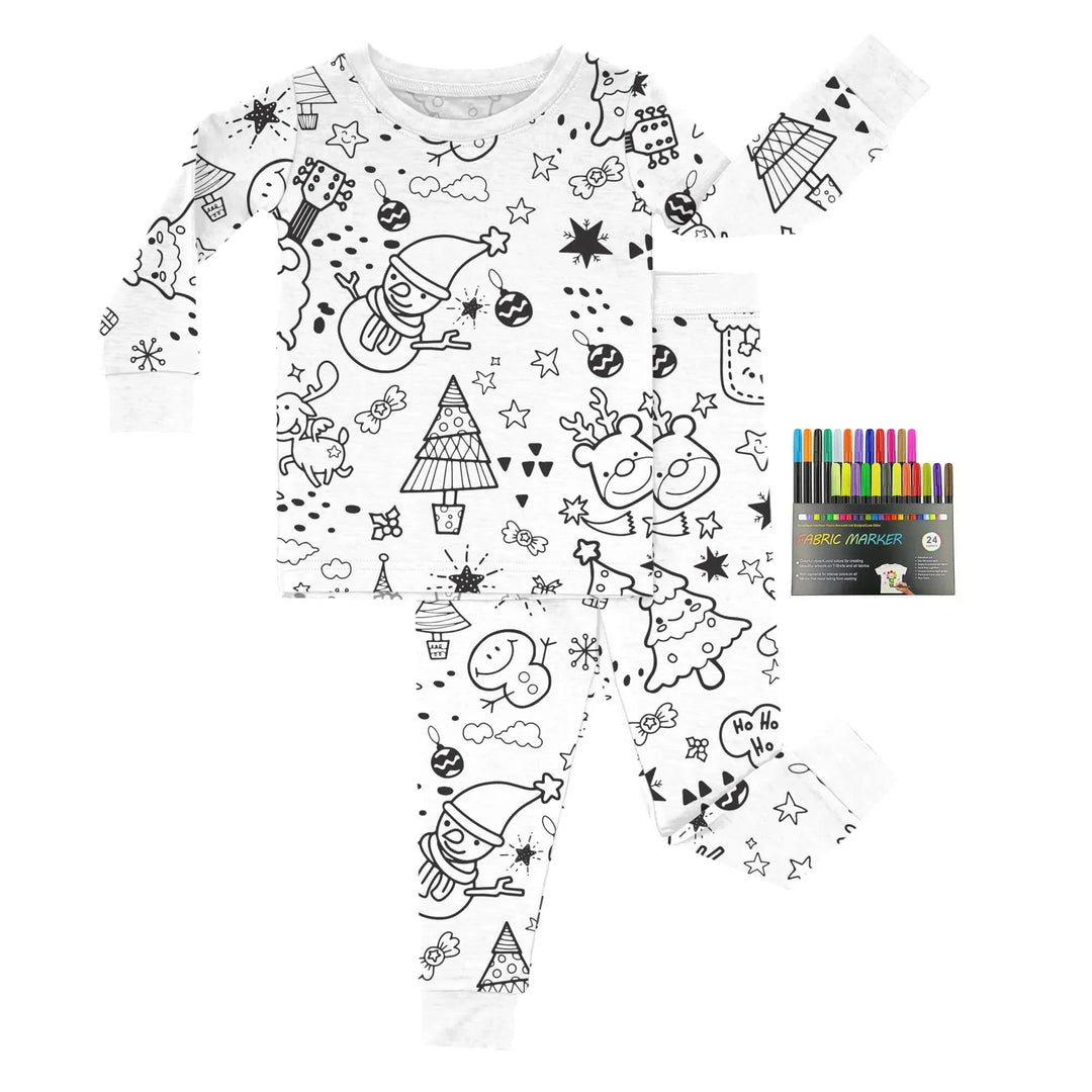 Christmas Colorable Two Piece Pajama Set - Zumbamboo