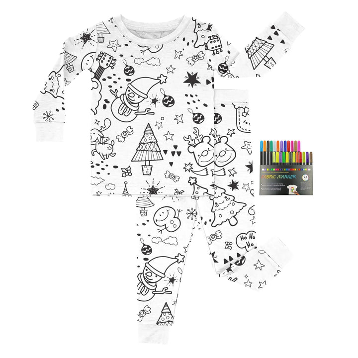 Christmas Colorable Two Piece Pajama Set - Zumbamboo