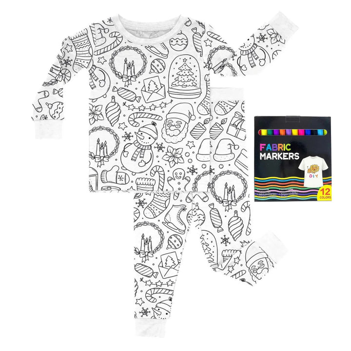 Christmas Colorable Two Piece Pajama Set - Zumbamboo