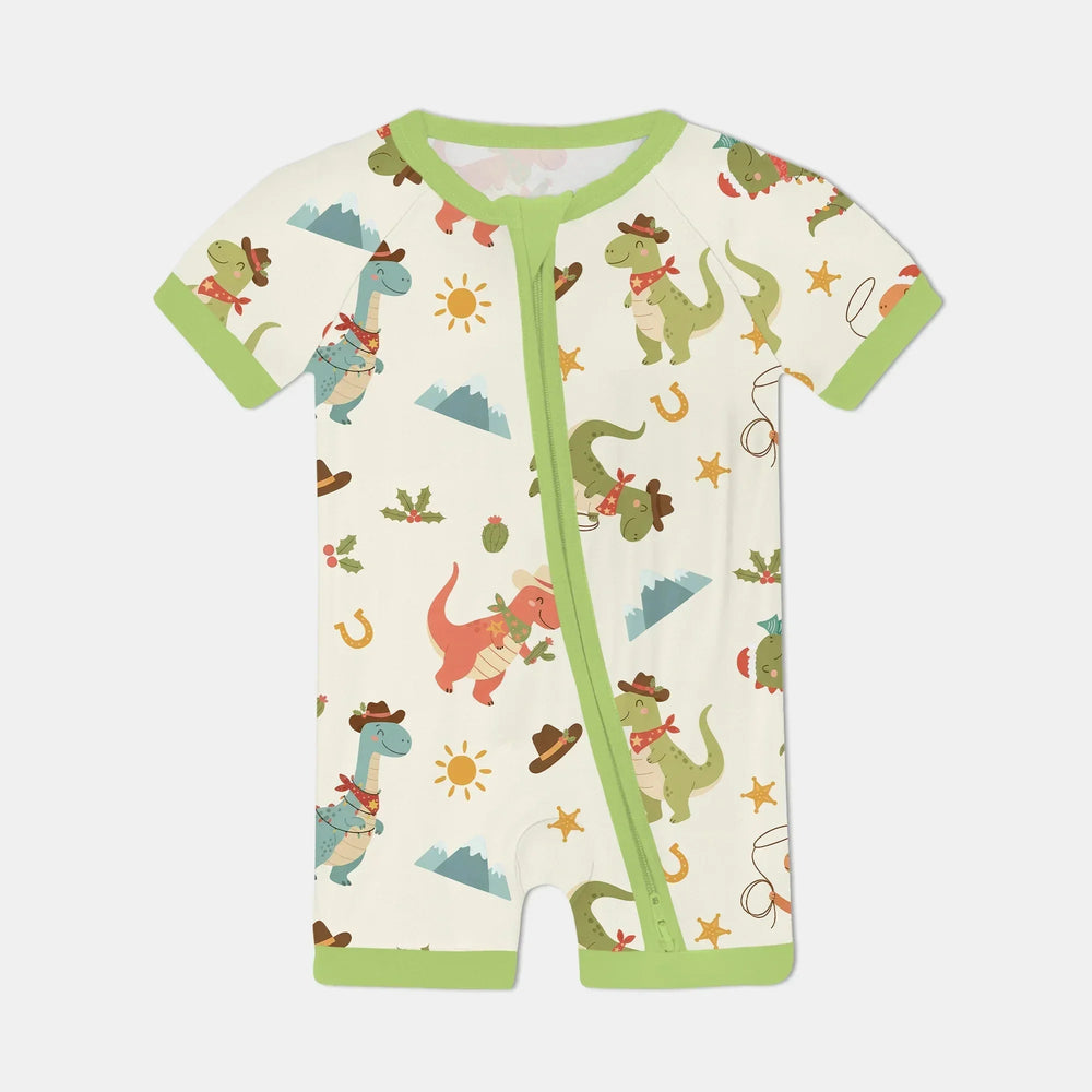 Christmas Cowboy Dinosaur Shorty Zippy , Christmas Cowboy Dinosaur Shorty Zippy - 0-3M