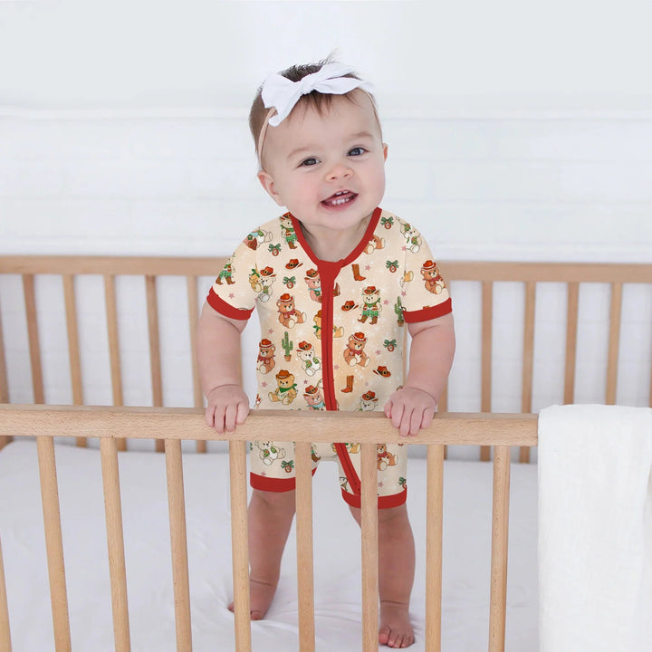Christmas Cowboy Teddy Shorty Zippy , Christmas Cowboy Teddy Shorty Zippy - 0-3M