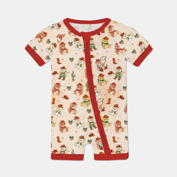 Christmas Cowboy Teddy Shorty Zippy , Christmas Cowboy Teddy Shorty Zippy - 0-3M