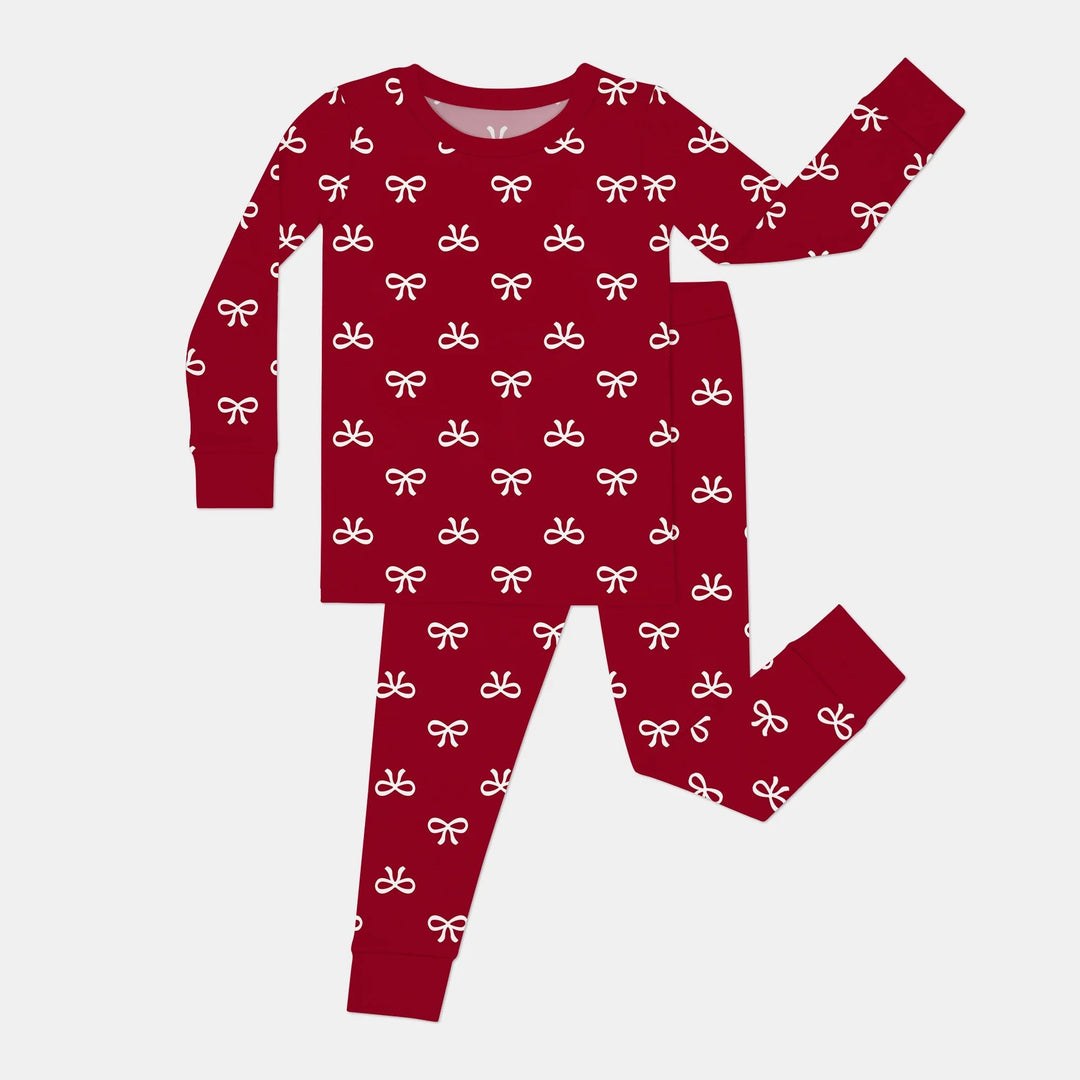 Christmas Cute Bows Two Piece Long Sleeve Pajama Set - Zumbamboo